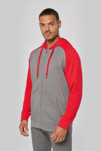 UNISEX TWO-TONE ZIPPED HOODED FLEECE JACKET